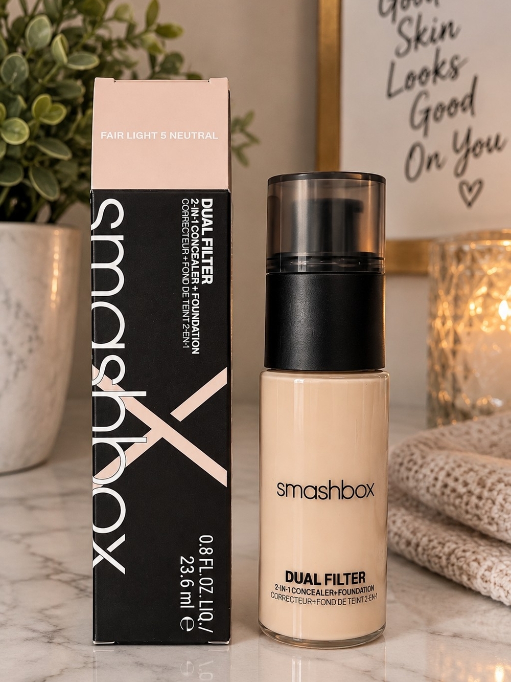 Smashbox Dual Filter 2-in-1 Concealer + Foundation Fair Light 5 Neutral NIB